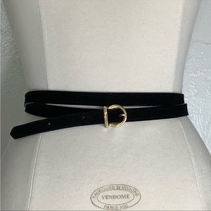 Salvatore Ferragamo double loop thin genuine suede leather belt small size